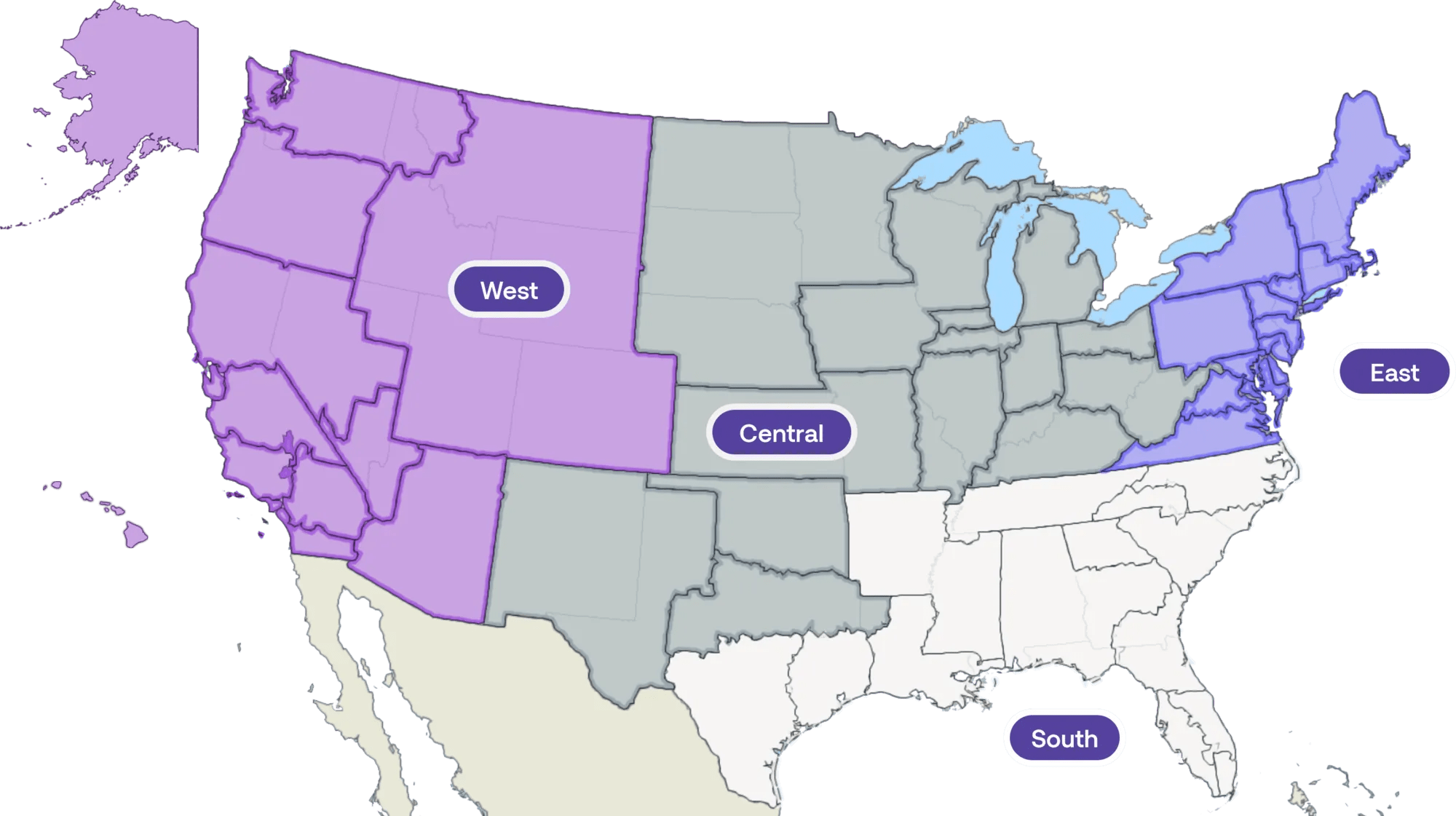 Map of US Service Areas