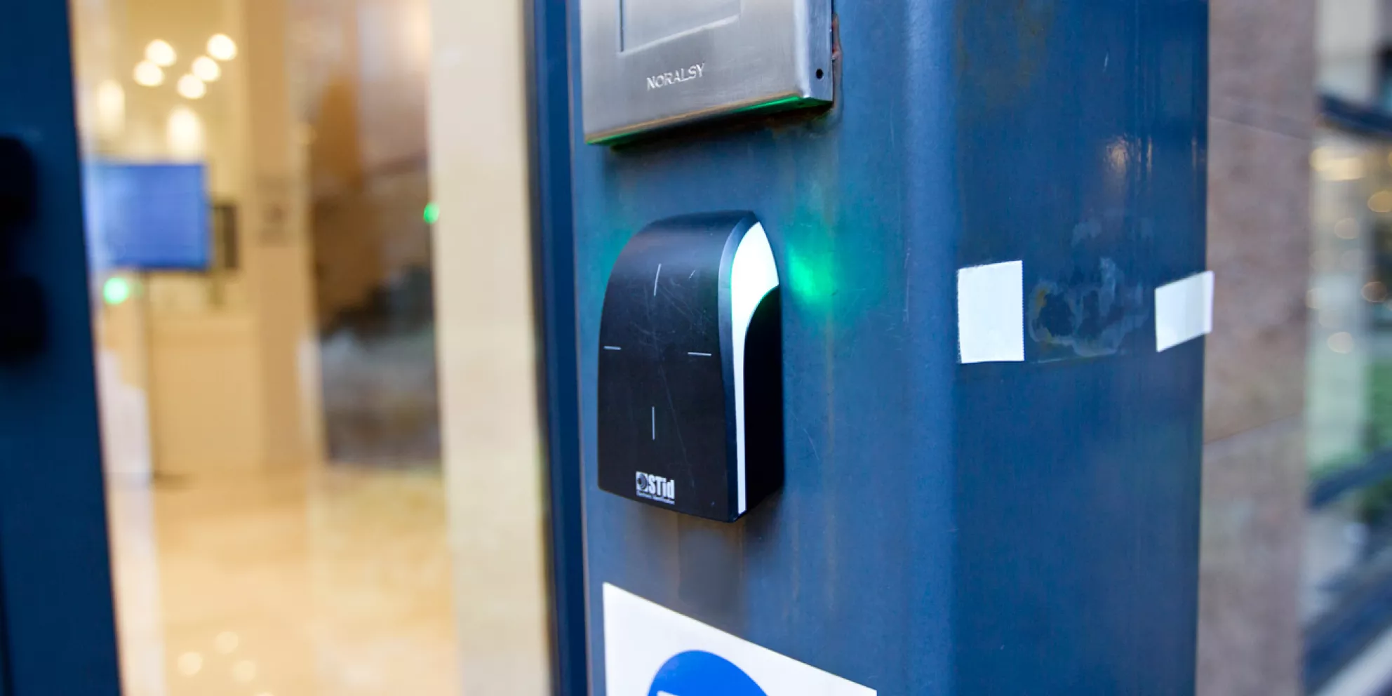 Contactless entry keycard pad mounted by door